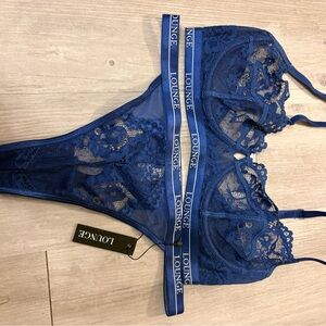 Lounge Navy Lace Bra and Panty Set